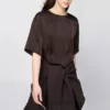 Camicetta corta oversize in raso da donna | Maniche a tre quarti Camicetta corta oversize in raso da donna | Maniche a tre quarti