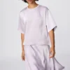 Camicetta corta oversize in raso da donna | Maniche a tre quarti Camicetta corta oversize in raso da donna | Maniche a tre quarti