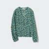 Camicetta da donna con stampa, scollo a V e maglie a manica lunga Camicetta da donna con stampa, scollo a V e maglie a manica lunga