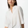 Camicetta da donna in rayon con collo skipper e maniche a 3/4 | A righe