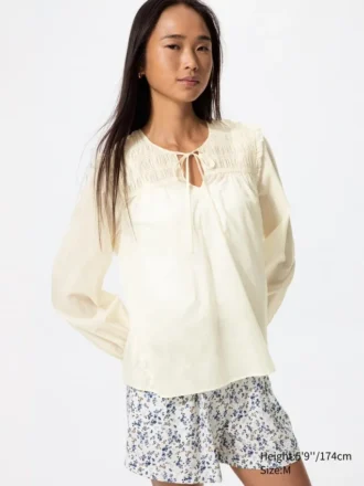 Camicette da donna in cotone leggero con arricciature