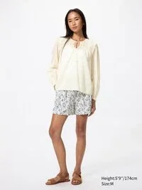 Camicette da donna in cotone leggero con arricciature