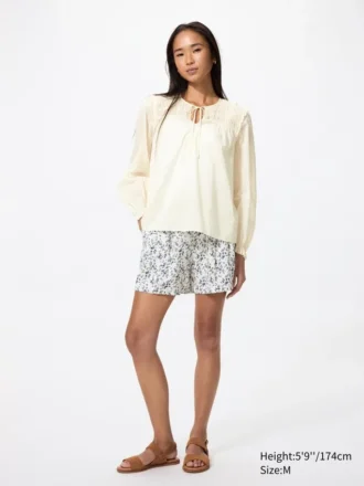 Camicette da donna in cotone leggero con arricciature