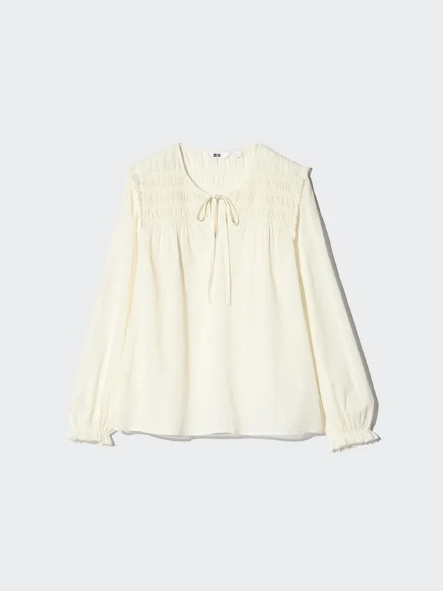 Camicette da donna in cotone leggero con arricciature Camicette da donna in cotone leggero con arricciature