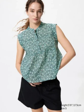Camicette da donna in cotone leggero con pinces | Senza maniche | Stampa