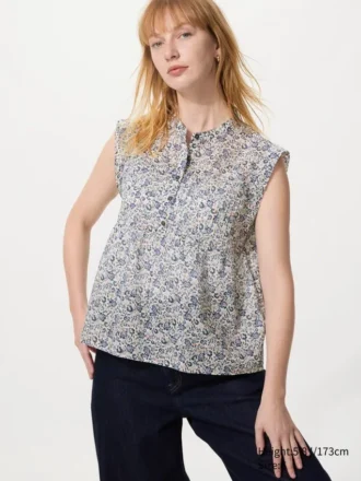 Camicette da donna in cotone leggero con pinces | Senza maniche | Stampa
