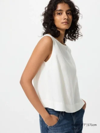 Camicette da donna in misto lino | Senza maniche