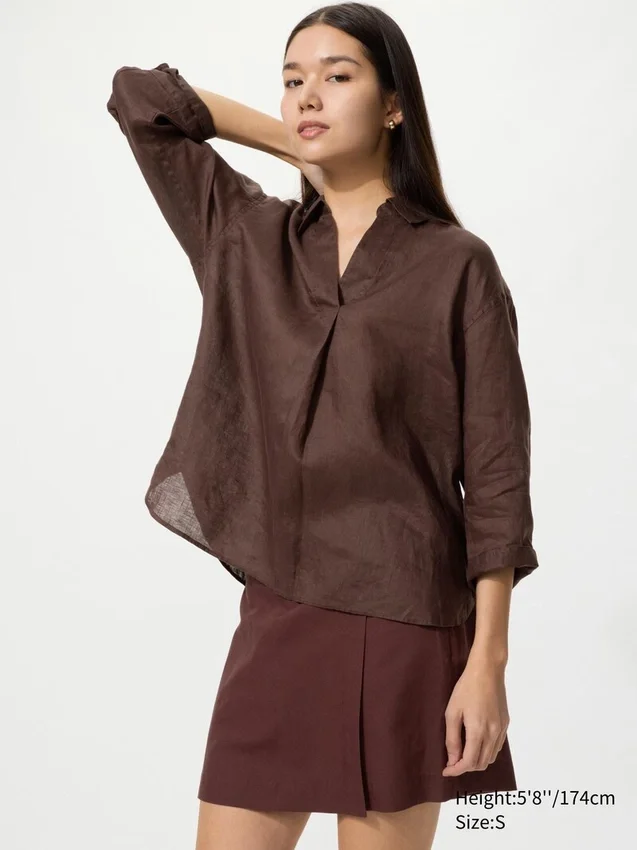 Camicia da donna in Premium Linen con collo alla marinara Camicia da donna in Premium Linen con collo alla marinara