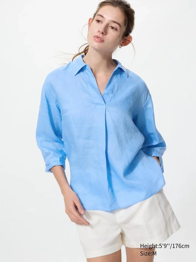 Camicia da donna in Premium Linen con collo alla marinara Camicia da donna in Premium Linen con collo alla marinara
