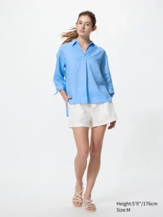 Camicia da donna in Premium Linen con collo alla marinara