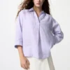 Camicia da donna in Premium Linen con collo alla marinara e maniche a 3/4 | A righe Camicia da donna in Premium Linen con collo alla marinara e maniche a 3/4 | A righe
