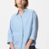 Camicia da donna in Premium Linen con collo alla marinara e maniche a 3/4 | A righe Camicia da donna in Premium Linen con collo alla marinara e maniche a 3/4 | A righe