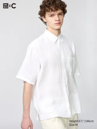 Camicia oversize da uomo Premium Linen | Manica corta