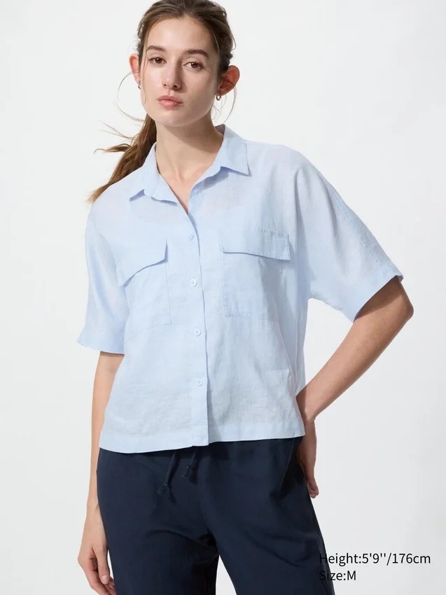 Camicie boxy da donna in Premium Linen | Maniche corte Camicie boxy da donna in Premium Linen | Maniche corte
