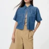 Camicie boxy in denim da donna | Maniche corte