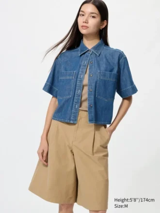 Camicie boxy in denim da donna | Maniche corte