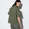 Camicie da donna in misto lino con collo aperto e maniche corte in pantaloncini Camicie da donna in misto lino con collo aperto e maniche corte in pantaloncini