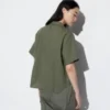 Camicie da donna in misto lino con collo aperto e maniche corte in pantaloncini Camicie da donna in misto lino con collo aperto e maniche corte in pantaloncini