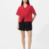 Camicie da donna in misto lino con collo aperto | Maniche corte Camicie da donna in misto lino con collo aperto | Maniche corte