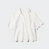Camicie da donna in misto lino con collo aperto | Maniche corte Camicie da donna in misto lino con collo aperto | Maniche corte
