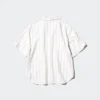 Camicie da donna in misto lino con collo aperto | Maniche corte | A righe