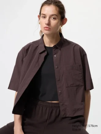 Camicie da donna in nylon a pantaloncini dal taglio squadrato | Maniche corte