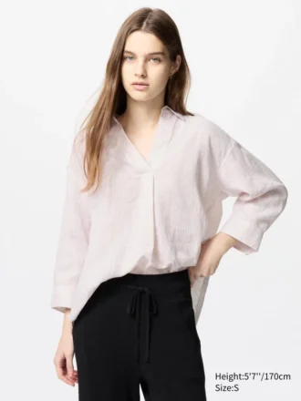 Camicie da donna in Premium Linen con collo a barchetta | A righe