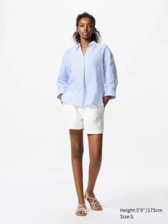Camicie da donna in Premium Linen con collo a barchetta | A righe