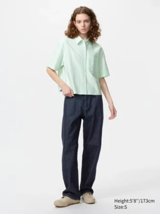 Camicie da donna Oxford Boxy a maniche corte | A righe