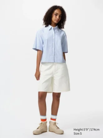 Camicie da donna Oxford Boxy a maniche corte | A righe