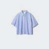 Camicie da donna Oxford Boxy a maniche corte | A righe Camicie da donna Oxford Boxy a maniche corte | A righe