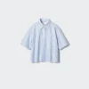 Camicie da donna Oxford Boxy a maniche corte | A righe Camicie da donna Oxford Boxy a maniche corte | A righe