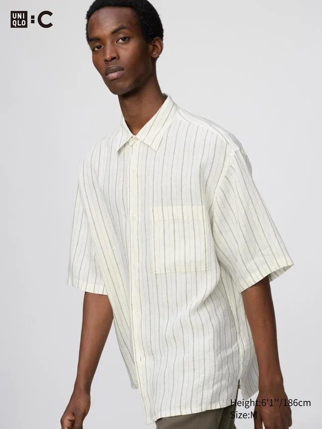 Camicie oversize da uomo in Premium Linen | Maniche corte | A righe Camicie oversize da uomo in Premium Linen | Maniche corte | A righe