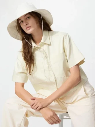 Cappelli da donna a tesa larga in cotone e lino con protezione UV