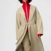 Cappotto lungo da donna senza colletto Cappotto lungo da donna senza colletto