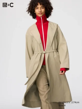 Cappotto lungo da donna senza colletto