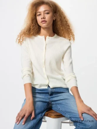 Cardigan a pantaloncini in lana merino da donna