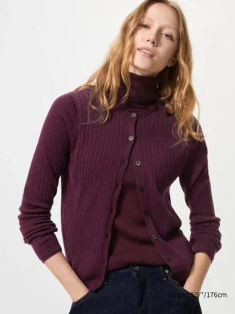 Cardigan a pantaloncini in lana merino da donna