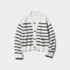 Cardigan corto da donna in filato Souffle Yarn | A righe | Scollo a V Cardigan corto da donna in filato Souffle Yarn | A righe | Scollo a V