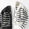 Cardigan corto da donna in filato Souffle Yarn | A righe | Scollo a V