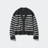 Cardigan corto da donna in filato Souffle Yarn | A righe | Scollo a V