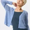 Cardigan da donna con collo a V lavorato all’uncinetto