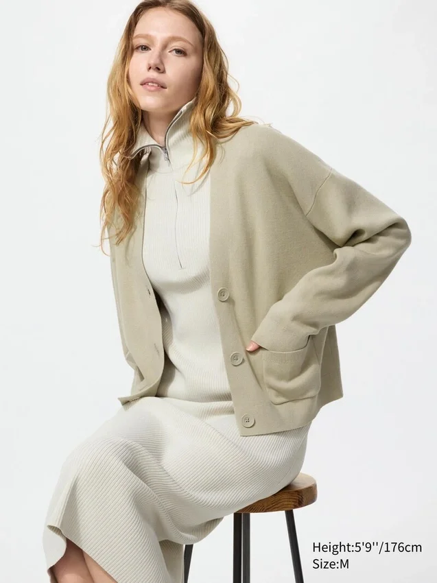 Cardigan da donna in morbido cotone con scollo a V Cardigan da donna in morbido cotone con scollo a V