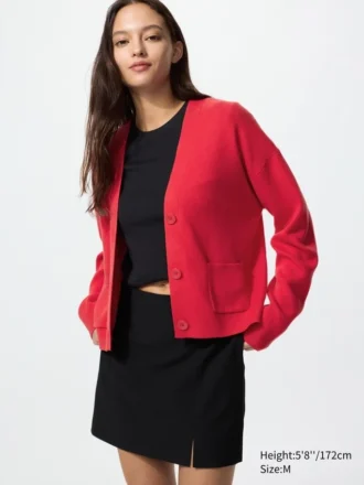 Cardigan da donna in morbido cotone con scollo a V