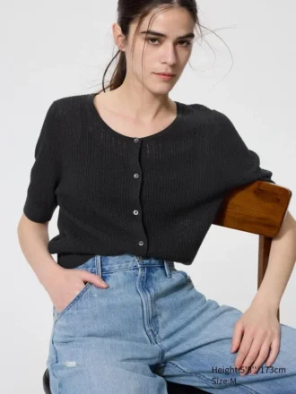 Cardigan da donna in pizzo trasparente | Maniche corte in pantaloncini Cardigan da donna in pizzo trasparente | Maniche corte in pantaloncini