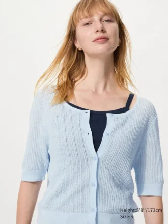 Cardigan da donna in pizzo trasparente | Maniche corte in pantaloncini Cardigan da donna in pizzo trasparente | Maniche corte in pantaloncini
