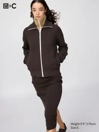 Cardigan da donna lavabile con zip integrale e lavorazione a coste Milano