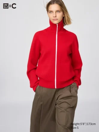 Cardigan da donna lavabile con zip integrale e lavorazione a coste Milano