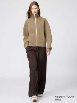 Cardigan da donna lavabile con zip integrale e lavorazione a coste Milano