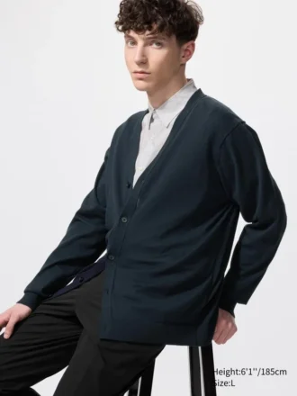 Cardigan da uomo in maglia con scollo a V